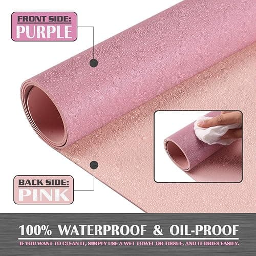 K KNODEL Large Office Leather Desk Mat, Mouse and Keyboard Pad, Computer and Laptop Mat, Desktop Protector and Cover, Writing Pad and Blotter (31.5"x15.7", Purple) thumbnail 4
