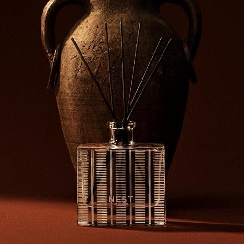 NEST New York Reed Diffuser, Moroccan Amber - 5.9 fl oz - Fragrance for Up to 90 Days - Reusable, Refillable Glass Holder - Includes 8 All-Natural Reed Sticks - Flame Free thumbnail 5