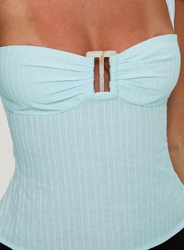 Women Y2K Backless Halter Crop Top 90S Vintage Sleeveless Solid Color Lace-up Tank Top Chic Summer Going Out Vests thumbnail 7
