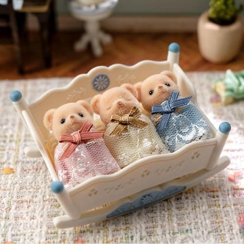 EPOCH Sylvanian Families FS-63 Biscuit Bear Triplets Healthy Set Dolls, Safety Toy Mark Certified, Toy for Ages 3 Years and Up, Dollhouse thumbnail 2