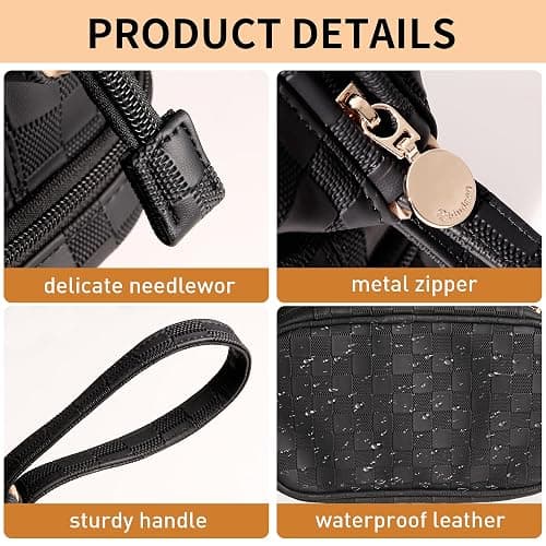 Abiudeng Large Capacity Makeup Bag Ladies Cosmetic Bag Travel Bag with Compartments Portable PU Leather Travel Makeup Bag with Handle thumbnail 3