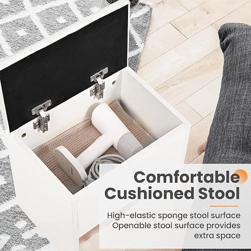 Pamapic Golden Handles Vanity Desk with Mirror and Lights, 4 Drawers Makeup Vanity with Charging Station, 3 Lighting Modes Upgraded Silent Slides Vanity Desk with Storage Stool thumbnail 6