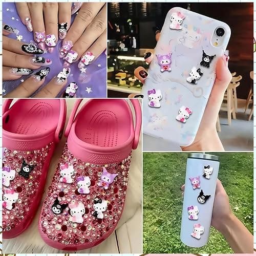 3D Cartoon Nägel Charms - 96 Pcs Niedlich Nagel Schmuck - Nagelschmuck mit Hase Katze Welpe Design - Bunt Zeichentrick-Tier Nagelstecker Schmucksteine - Nail Charms für Frauen Mädchen DIY-Dekoration thumbnail 5