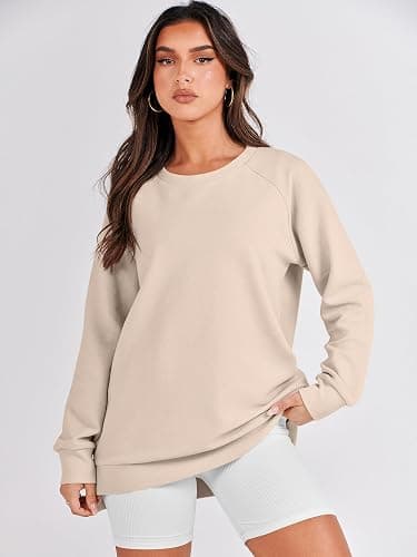 ANRABESS Women's Oversized Sweatshirts Crewneck Long Sleeve Tunic Pullover Shirts Side Zipper Hoodies 2025 Fall Clothes thumbnail 3