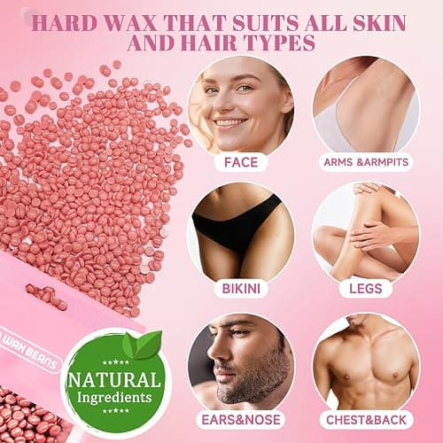 Waxing Kit for Women & Men: Wax Kit Wax Warmer for Hair Removal with 5 Packs Hard Wax Beads & Wax Pot, At-Home Wax Melt Warmer for Brazilian Bikini, Legs & Body, Ideal for Sensitive Skin & Beginners thumbnail 3