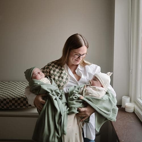 mushie Extra Soft Baby Blanket | Cotton and Elastane Ribbed Receiving Blanket, Swaddle, Stroller | 35x35 Inch (Roman Green) thumbnail 5