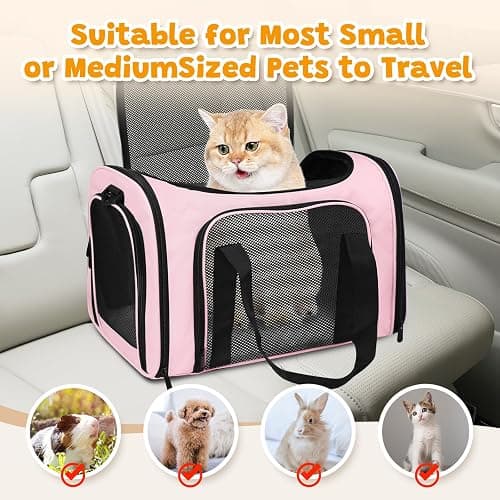FOORLON Soft Sided Pet Carrier - TSA Approved Collapsible Waterproof Travel Carrier for Small/Medium Cats Dogs Puppies (Up to 15lbs) - Pink thumbnail 6