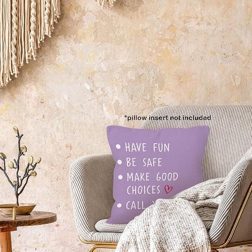 MONALET Purple Call Your Mom Dorm Throw Pillow Covers 18x18, Back to School Decor Pillow Cases Gifts for Classroom Teen Girl Dorm Room Bedroom, Freshman College Pillowcases for Couch Bed Sofa thumbnail 2