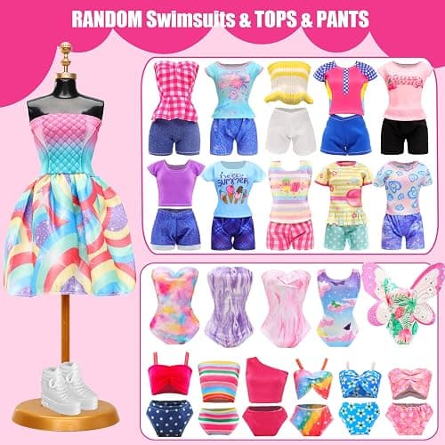 57 PCS Doll Clothes and Accessories 3 Wedding Gowns 3 Tops 3 Pants 3 Fashion Dresses 1 Evening Dresses 2 Swimsuits Bikini 6 Braces Skirt 10 Hangers 15 Shoes and 14 Accessories Toys for 11.5 inch Doll thumbnail 5