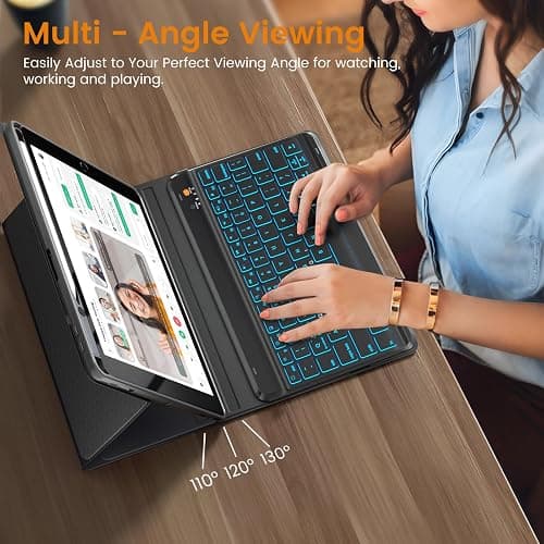 OYEEICE for iPad 11th (A16) &10th Generation Case with Keyboard - 7 Color Backlit Wireless Detachable Folio Keyboard Cover with Pencil Holder for iPad 11 inch A16 2025 10th Gen 10.9'' 2022 - Black thumbnail 6