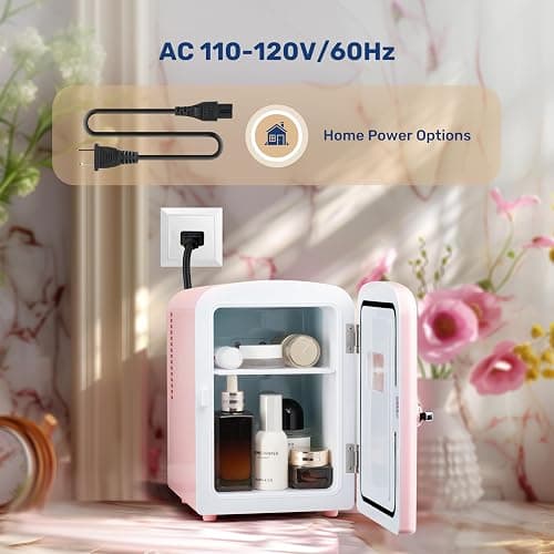 YSSOA 4L Mini Fridge with Observation Window, Portable Warmer & Cooler Six 12oz Cans Compact Refrigerator, 100% Eco Friendly and Freon-Free, Pink thumbnail 5