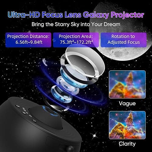 Xeefeel Galaxy Projector for Bedroom,13 in 1 Star Projector with Timer and 3 Button Control 360° Rotating Planetarium Ceiling Night Light Projector for Kids,Adult,Gifts,Ceiling,Bedroom Room Decor thumbnail 6