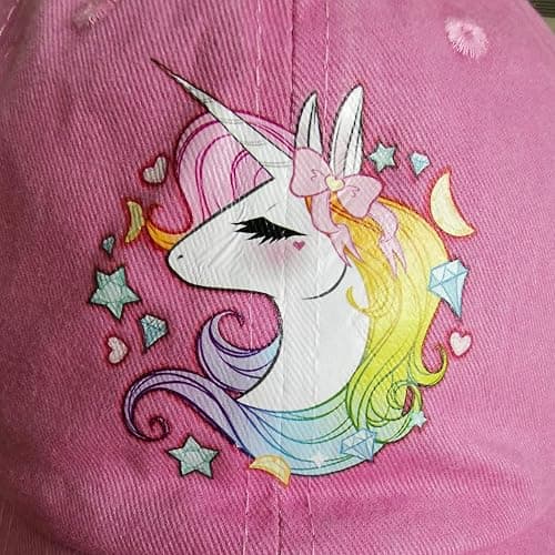 Waldeal Printed Girls Cute Unicorn Vintage Washed Distressed Dad Hats Adjustable Kids Baseball Cap Party Gift for 3-12 Years thumbnail 4