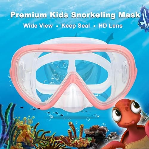 Kids Snorkel Swim Mask, Child Diving Mask Anti-Fog Swim Goggles with Nose Cover for Snorkeling Diving Swimming thumbnail 4