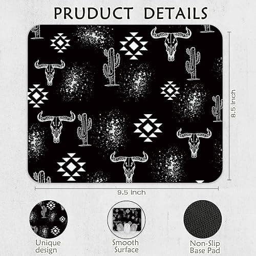 Qnhij Black Western Decor Mousepad, Gifts for Coworkers Employees, 9.5x8 Inch thumbnail 6