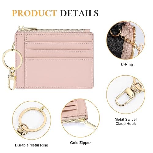 Sodsay Card Case Slim Front Pocket Wallet for Women Credit Card Holder with Keychain thumbnail 3