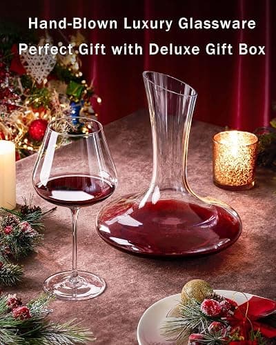 JBHO Hand Blown Italian Style Crystal Burgundy Wine Glasses - Lead-Free Premium Crystal Clear Glass - Set of 2-21 Ounce - Gift-Box for any Occasion thumbnail 4