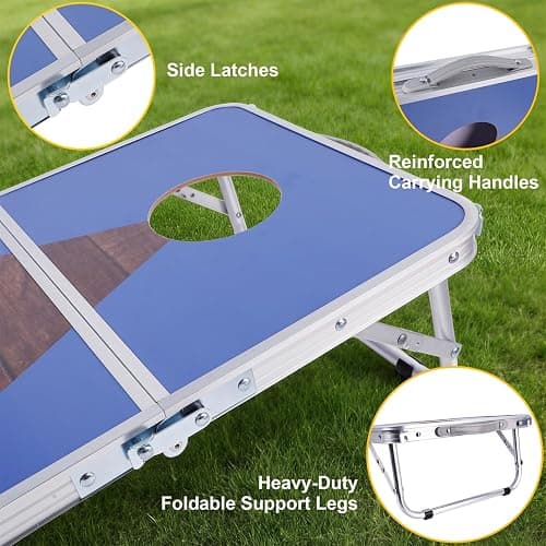 Juegoal Portable Cornhole Board Set for Kids Teens & Adults, 24x16 Inch Foldable Corn Hole Games with Bean Bags & Carry Bag, Lightweight Aluminum Alloy Travel Size Cornhole Set for Outdoor Games Beach thumbnail 2