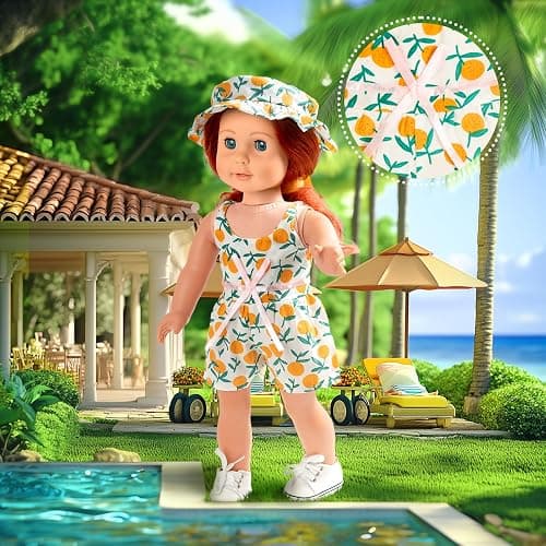 18-inch-Doll-Clothes-Accessories ARTST 18 Doll Accessories American Doll Clothing Dress Outfit Set with Hat Shoes Socks WaistBag for Girls thumbnail 4