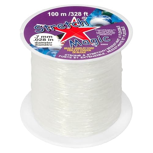Stretch Magic Elastic Beading Cord – Clear Color, 0.7mm in Diameter, 100-Meter (328 ft) - Easy to Knot, Strong & Stretchy String for Making Beaded Jewelry thumbnail 8