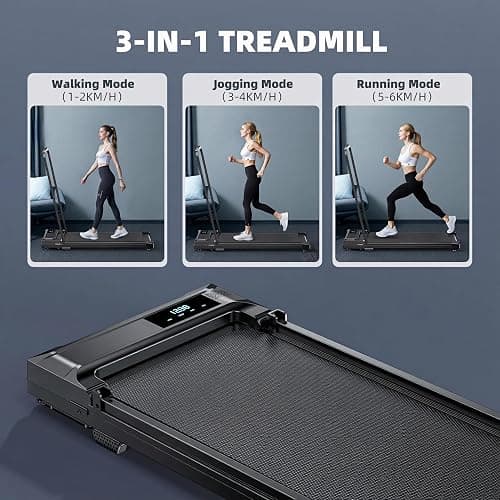 Walking Pad Treadmill for Home - Folding Treadmills with Handle Bar Portable Compact Fold up Indoor Foldable Handles Electric Walk Pads Small Spaces Mini Running Quiet Under Bed Office thumbnail 2
