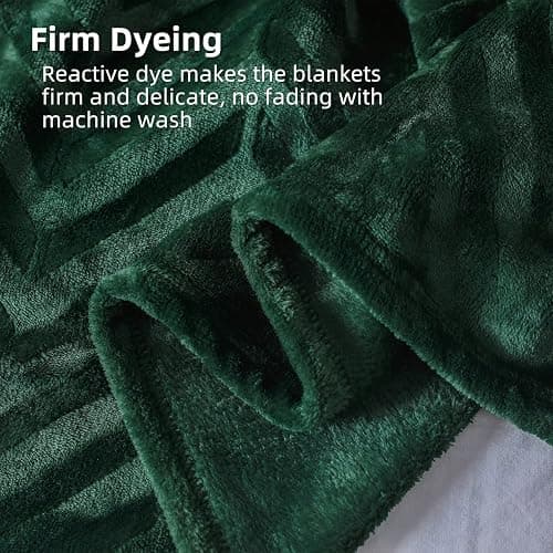 Whale Flotilla Flannel Fleece Bed Blanket Queen Size, Emerald Green | Lightweight Breathable Soft Bedspread, Plush Fluffy Coverlet Chevron Design Decorative Blanket for All Season, 90x90 Inch thumbnail 6