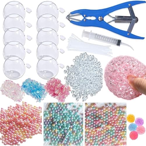 DIY Stress Ball Making Kit with Filler-10PCS Stress Ball Making Kit Stress Balls, Transparent Blank Skins with Air Pump & Expander Tool for Pressure Squishy Balls for Adult (10PC, Style B) - Image 1