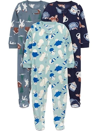 Simple Joys by Carter's baby-boys Loose-Fit Flame Resistant Fleece Footed Pajamas - Image 1