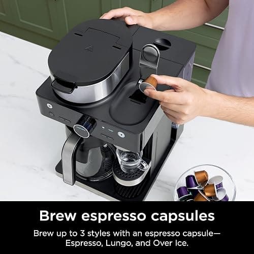Ninja Espresso & Coffee Maker, Nespresso Capsule Compatible, Black, CFN601 | Barista System, 3 Espresso Brew Styles, Single-Serve Coffee, Built-in Frother, Espresso, Cappuccino & Latte Maker thumbnail 4