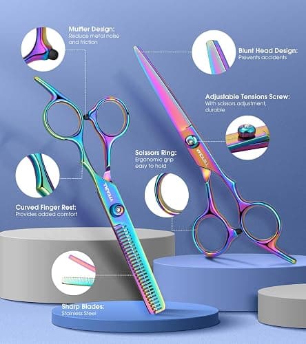 Hair Cutting Scissors Kits,11Pcs Professional Haircut Scissors Kit with Comb,Clips,Cape,New Craftsmanship Stainless Steel Hairdressing Thinning Shears Set for Barber,Salon,Home,Men,Women thumbnail 3