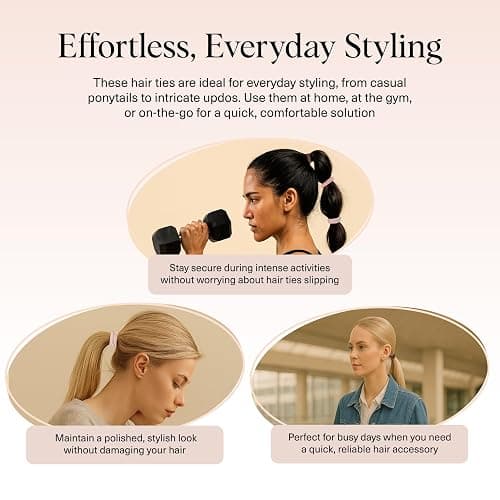 Kitsch Hair Ties No Damage - Strong, Stretchy Hair Bands | Soft Nylon Ponytail Holders, Snag-Free Rubber Bands, Perfect for Updos & Braids | Ideal Gifts for Women - Rosewood, 8pcs thumbnail 6