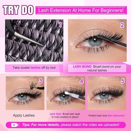 Individual Lashes 320pcs Lash Clusters 40D 9-16mm Mix DIY Lash Extension D Curly Eyelash Clusters Eyelash Extension Wispy Cluster Lashes DIY for Self Application by Yawamica (40D-0.07D, 9-16mix) thumbnail 7