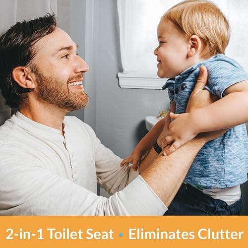 Little2Big Toilet Seat with Built-In Toddler Potty Training Seat, Slow Close, Easy to Install, Made in USA, ELONGATED, White thumbnail 2