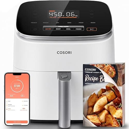 Cosori 9-in-1 TurboBlaze Air Fryer 6 Qt, Smart Control, 90°–450°F, Shake Reminders, Precise Heating for Even Results, Air Fry, Roast, Bake, Broil, Dry, Frozen, Proof, Reheat, Keep Warm, 120V, Cream - Image 1