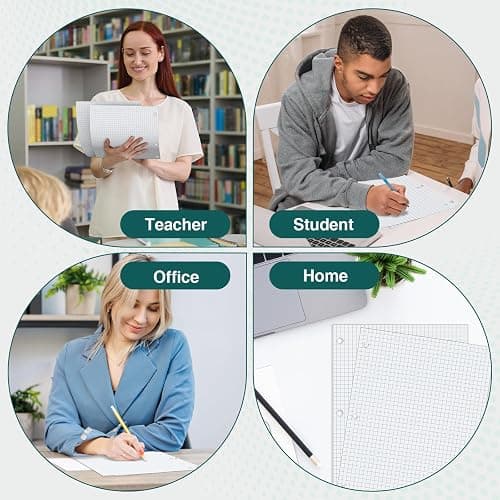 Loose Leaf Graph paper 8 x 10.5, Graph Ruled Paper, 3 Hole Punched Paper, 4 x 4 Quad Ruled Graph Paper, 10-1/2" x 8" Filler Paper Notebook Paper, 120 Sheets Graphing Paper for Business Home School - 8 x 10.5 In -120 Sheets - 4 x 4 Quad Ruled - 1 Pack thumbnail 8