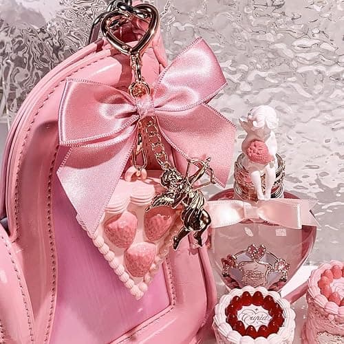 Flower Knows Strawberry Cupid Solid Perfume,Cake Bag Charms,Portable Travel Perfumes,Long Lasting Fragrances,2-in-1 Pink Cute Keychain Purse for Women,Girls&Bow Lovers Gift,0.11 oz(Lychee Bouquet) thumbnail 4