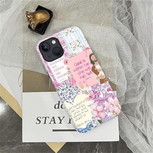 COTAIL Case Designed for iPhone 15, Hybrid 2-Layer Case, Military-Grade Protection Durable Shockproof Anti-Scratch Phone Case, Pink Blue Jesus Collage thumbnail 6