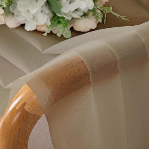 Chyhomenyc Taupe Sheer Curtains 84 Inches Long 2 Panels Set- Light Filtering Curtains for Bedroom, Soft Airy Voile Rod Pocket Living Room Window Drapes, 42Wx84L Inches, 2 PCS thumbnail 3
