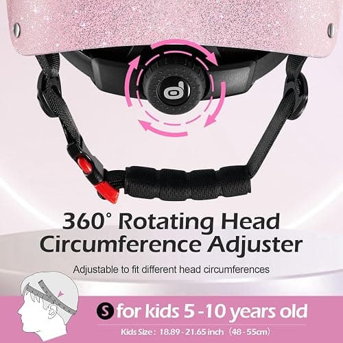 Odoland Shining Kids Bike Helmet, Shiny Adjustable Bicycle Helmet for Girls Boys Ages 2-10, CPSC Certified Lightweight Multi-Sports Helmets for Cycling Skateboard Scooter Skating thumbnail 2