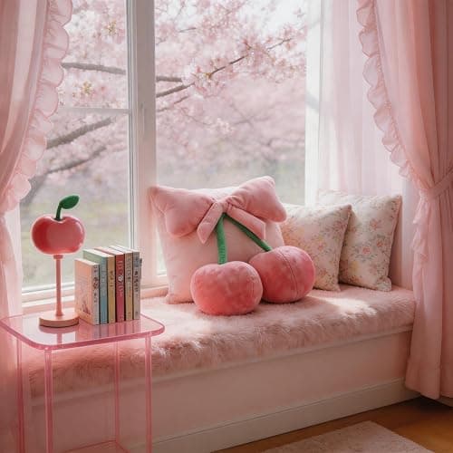 Novohive Room Decor Home Decor Throw Pillows Bow Cherry Plush Pillows Cute Pillows Decorative Pillows Couch Pillows,6" thumbnail 6