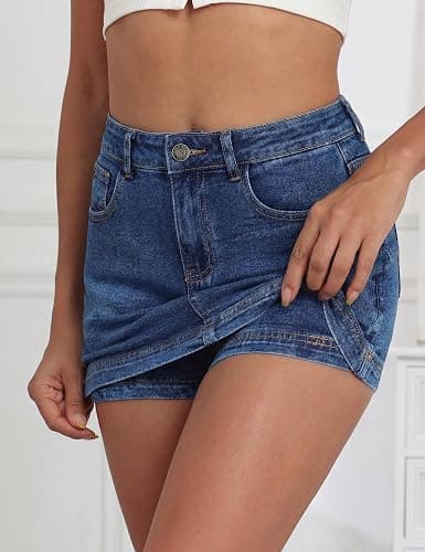 Denim Skort Women Stretch Denims Mini Skirt for Womens High Waist Denim Skirt Women Mini Jean Skirt Fashions Jeans Skort thumbnail 2