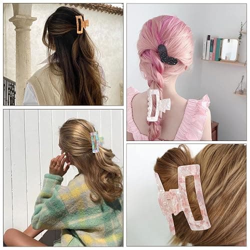 HAYHOI 10 Pcs Hair Claw Clips, Marble Tortoise Acrylic Large Hair Claw Clip Thick Thin Hair, Cute Butterfly Hair Barrettes Pins, Aesthetic Styling Accessories ,Brown Opal Pink, 10.0 count, Pack of 10 thumbnail 6