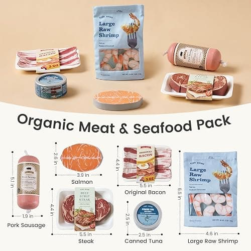 Tiny Land Wooden Play Food for Kids Kitchen, Pretend Food Meat Set Toy | 6PCS Organic Fake Food, Seafood & Meat Set for Kid, Play Kitchen Accessories, Montessori Toy for Boy and Girl thumbnail 6