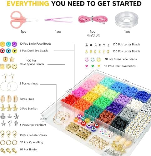 Dowsabel Clay Beads Bracelet Making Kit for Beginner, 5000 Pcs Preppy Polymer Clay Beads with Charms Kit for Jewelry Making, DIY Arts and Crafts Birthday Gifts Toys for Kids Age 6-13 thumbnail 5
