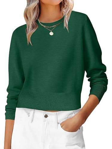 ANRABESS Women’s Long Sleeve Sweaters Cropped Crew Neck Business Casual Light Weight Sweater Tops Fall Fashion Clothes 2025 - Image 1