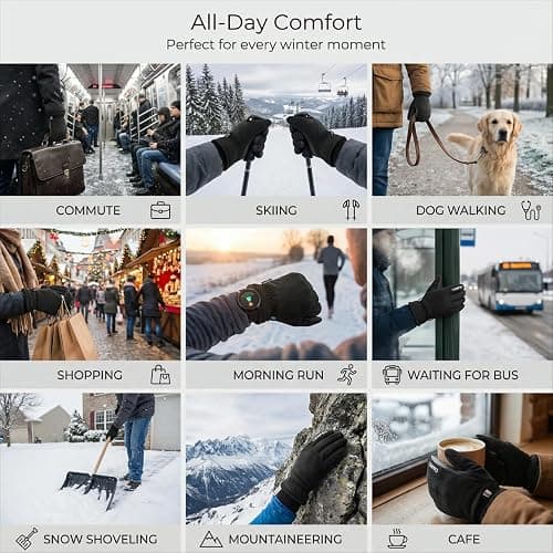 Cevapro Thermal Winter Gloves, Anti-slip Touch Screen Gloves Warm Glove for Running Cycling Driving Skiing thumbnail 6