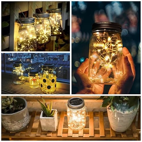 Urvoix Solar Mason Jar Lights - 8 Pack 30 LED Solar Fairy Lights Outdoor, Waterproof Mason Jar Lids Lights Solar Powered String Lights with Hangers(NO Jars) for Garden Patio Lantern Decor thumbnail 3