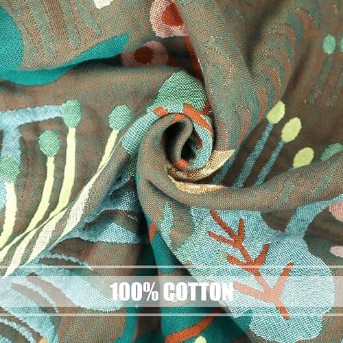 Boho Throw Blanket for Bed 100% Cotton Soft Lightweight Quilt Blanket Twin Forest Tiger Embroidery Home Decor Breathable Bed Blankets,60"×80" All Season Throw for Sofa Couch Chair thumbnail 7