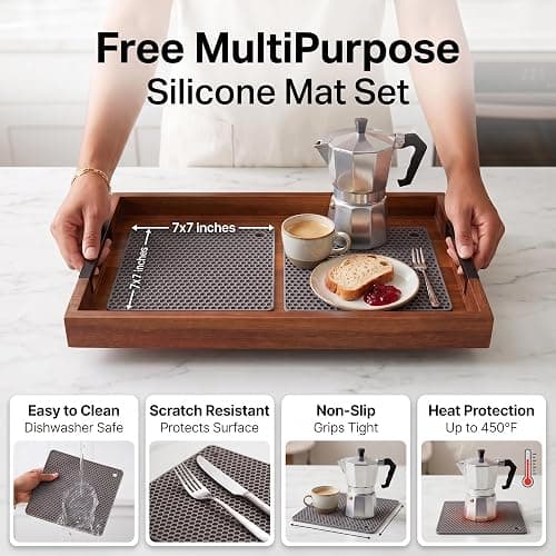 Acacia Wood Serving Tray with Handles thumbnail 4