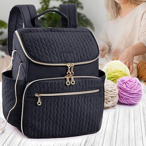 MYBAGZING Knitting Bag Backpack, Large Crochet Backpack - Crochet Bag Organizer, Yarn Storage Organizer - Yarn Holder with 10 Pockets for Crochet Accessories, Knitting & Crochet Supplies, Crochet Gift thumbnail 6